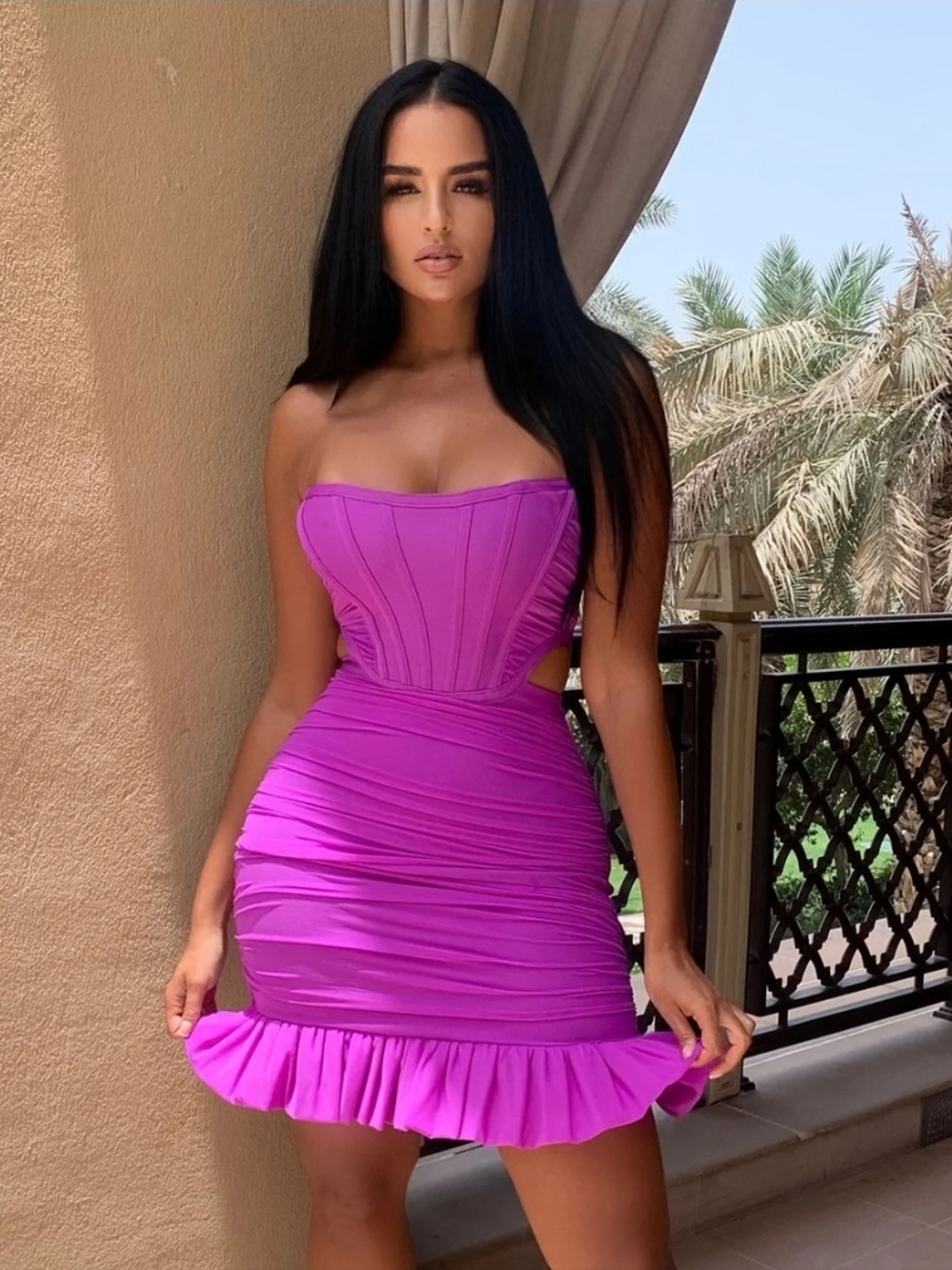 Bandage Mini Dress - Purple Size XL